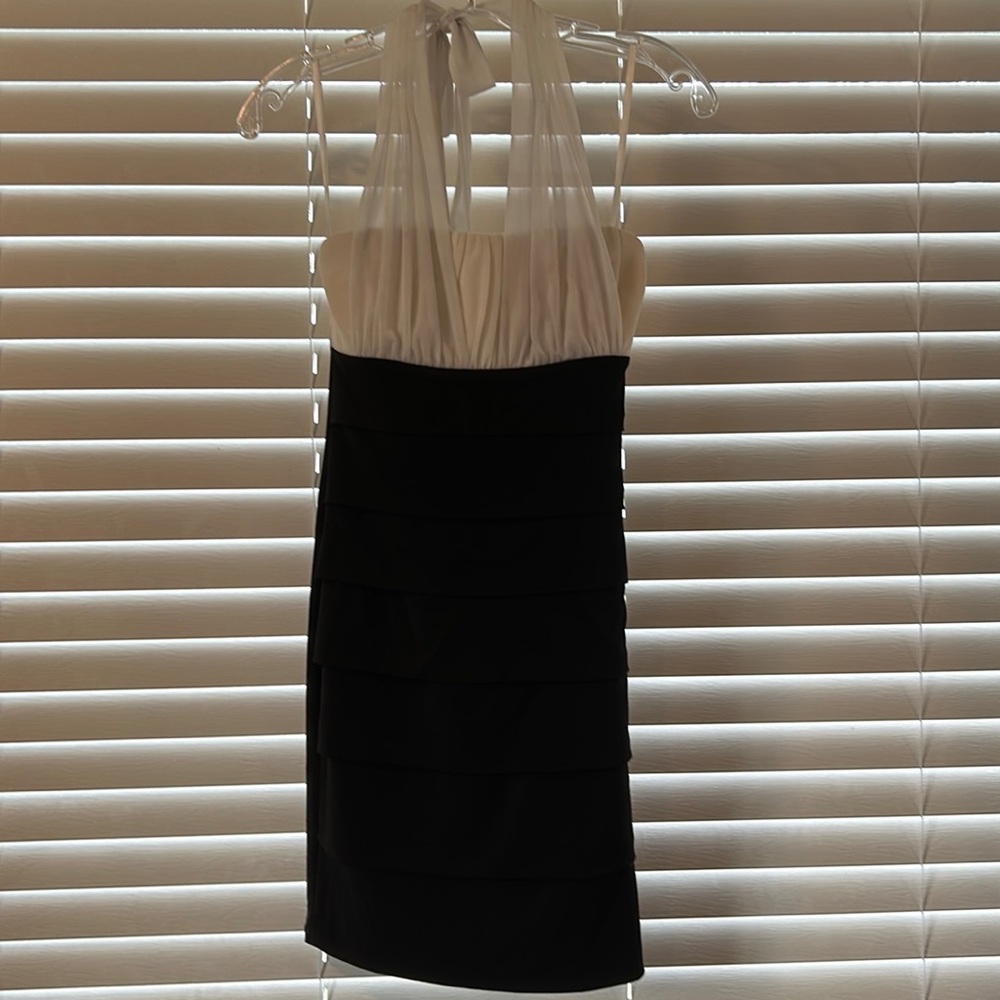 Black and cream cocktail dress